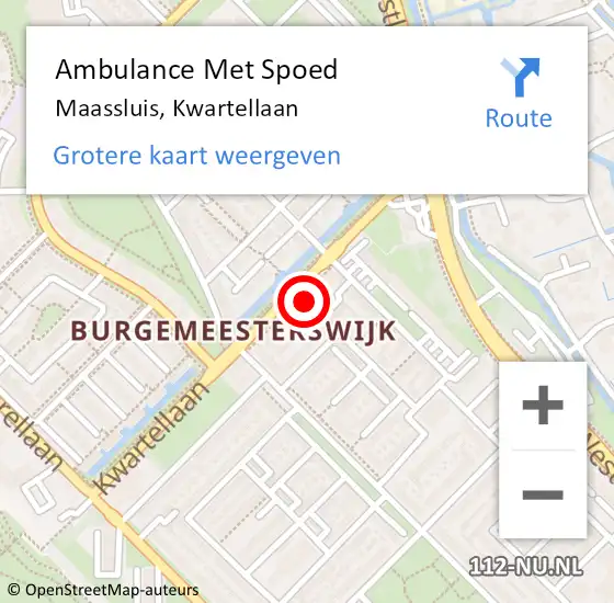 Locatie op kaart van de 112 melding: Ambulance Met Spoed Naar Maassluis, Kwartellaan op 21 mei 2024 12:48