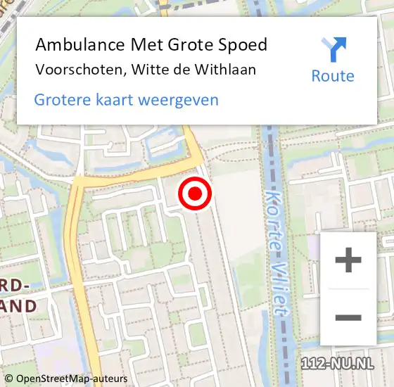 Locatie op kaart van de 112 melding: Ambulance Met Grote Spoed Naar Voorschoten, Witte de Withlaan op 21 mei 2024 13:08