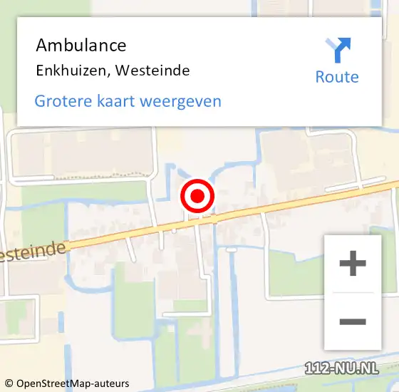 Locatie op kaart van de 112 melding: Ambulance Enkhuizen, Westeinde op 21 mei 2024 13:10