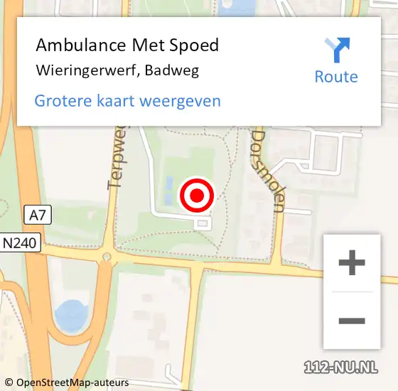 Locatie op kaart van de 112 melding: Ambulance Met Spoed Naar Wieringerwerf, Badweg op 21 mei 2024 13:26
