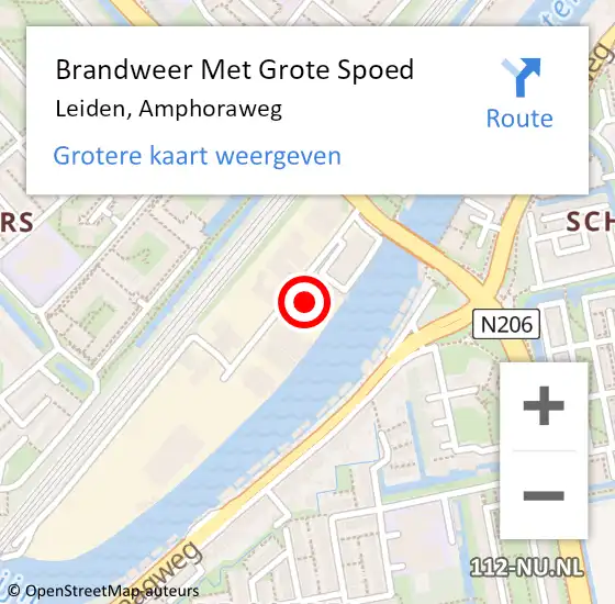 Locatie op kaart van de 112 melding: Brandweer Met Grote Spoed Naar Leiden, Amphoraweg op 21 mei 2024 13:30