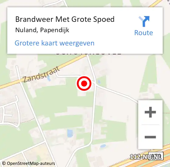 Locatie op kaart van de 112 melding: Brandweer Met Grote Spoed Naar Nuland, Papendijk op 21 mei 2024 13:40