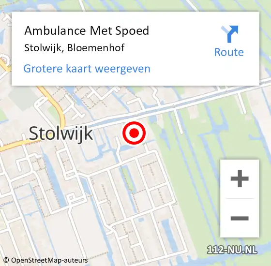 Locatie op kaart van de 112 melding: Ambulance Met Spoed Naar Stolwijk, Bloemenhof op 21 mei 2024 13:48