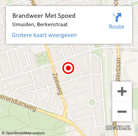 Locatie op kaart van de 112 melding: Brandweer Met Spoed Naar IJmuiden, Berkenstraat op 21 mei 2024 13:57