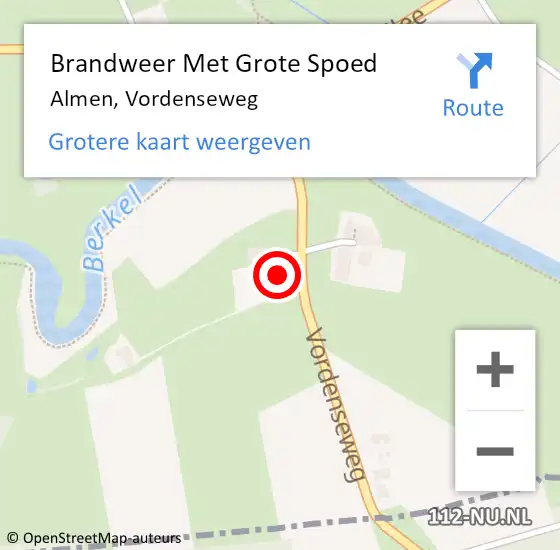 Locatie op kaart van de 112 melding: Brandweer Met Grote Spoed Naar Almen, Vordenseweg op 6 oktober 2014 17:29