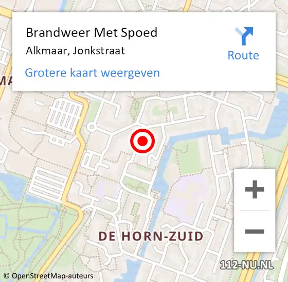 Locatie op kaart van de 112 melding: Brandweer Met Spoed Naar Alkmaar, Jonkstraat op 21 mei 2024 14:07