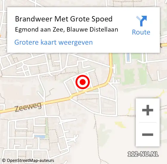 Locatie op kaart van de 112 melding: Brandweer Met Grote Spoed Naar Egmond aan Zee, Blauwe Distellaan op 21 mei 2024 14:10