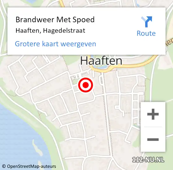 Locatie op kaart van de 112 melding: Brandweer Met Spoed Naar Haaften, Hagedelstraat op 21 mei 2024 14:22