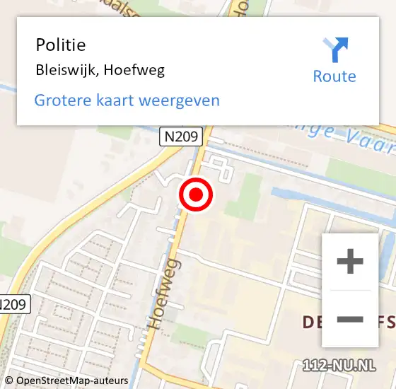 Locatie op kaart van de 112 melding: Politie Bleiswijk, Hoefweg op 21 mei 2024 14:30