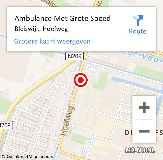 Locatie op kaart van de 112 melding: Ambulance Met Grote Spoed Naar Bleiswijk, Hoefweg op 21 mei 2024 14:31