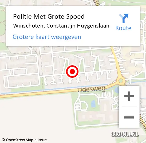 Locatie op kaart van de 112 melding: Politie Met Grote Spoed Naar Winschoten, Constantijn Huygenslaan op 21 mei 2024 14:40