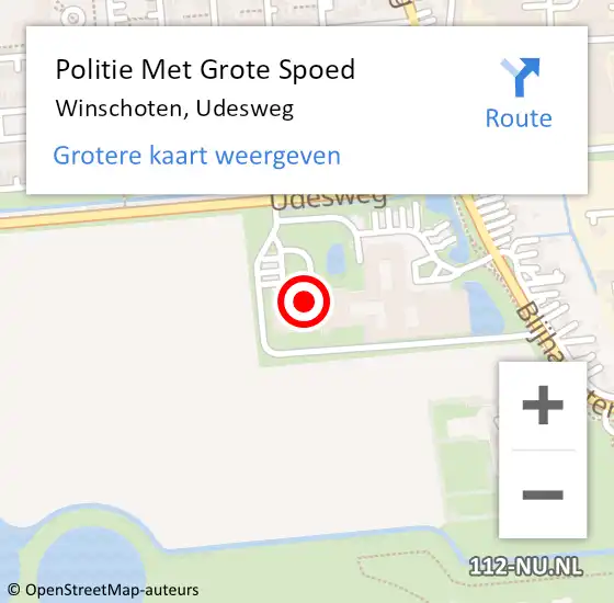 Locatie op kaart van de 112 melding: Politie Met Grote Spoed Naar Winschoten, Udesweg op 21 mei 2024 14:40