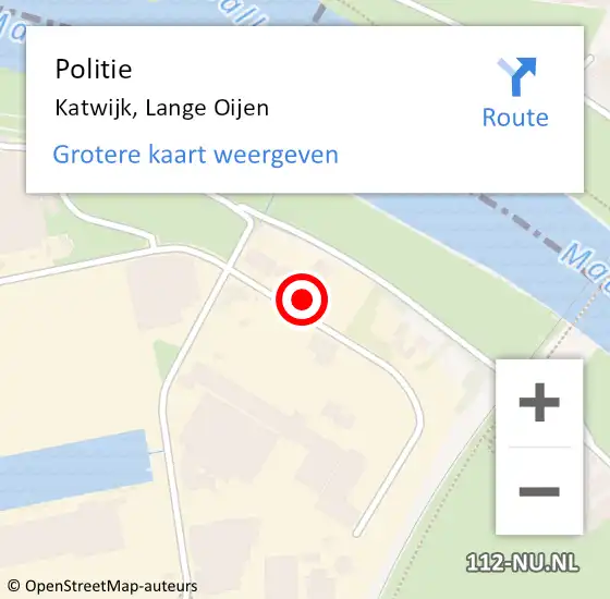 Locatie op kaart van de 112 melding: Politie Katwijk, Lange Oijen op 21 mei 2024 14:58