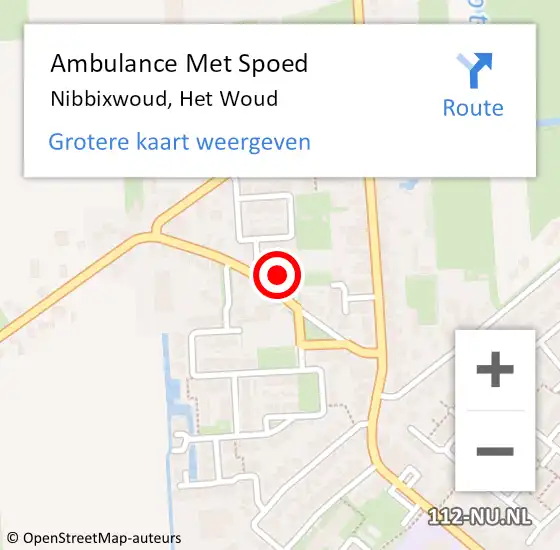 Locatie op kaart van de 112 melding: Ambulance Met Spoed Naar Nibbixwoud, Het Woud op 21 mei 2024 15:03