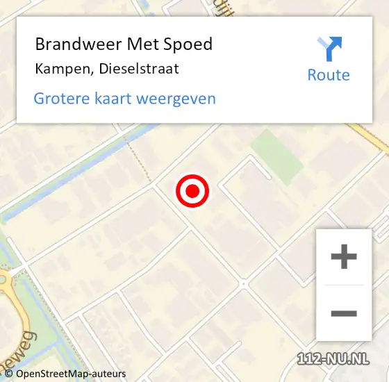 Locatie op kaart van de 112 melding: Brandweer Met Spoed Naar Kampen, Dieselstraat op 21 mei 2024 15:13