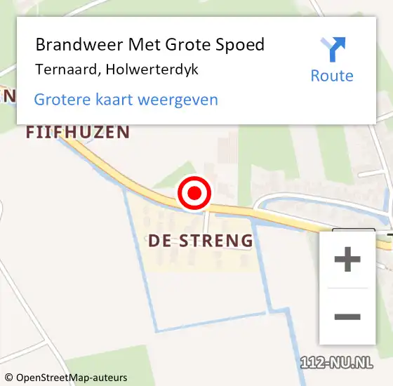 Locatie op kaart van de 112 melding: Brandweer Met Grote Spoed Naar Ternaard, Holwerterdyk op 21 mei 2024 15:14