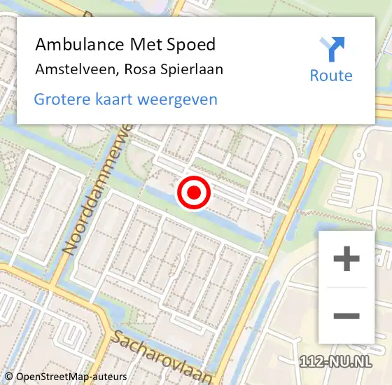 Locatie op kaart van de 112 melding: Ambulance Met Spoed Naar Amstelveen, Rosa Spierlaan op 21 mei 2024 15:22