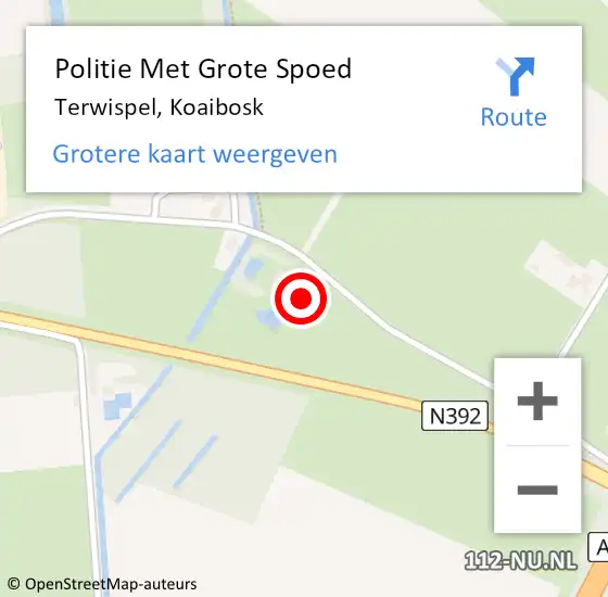 Locatie op kaart van de 112 melding: Politie Met Grote Spoed Naar Terwispel, Koaibosk op 21 mei 2024 15:23