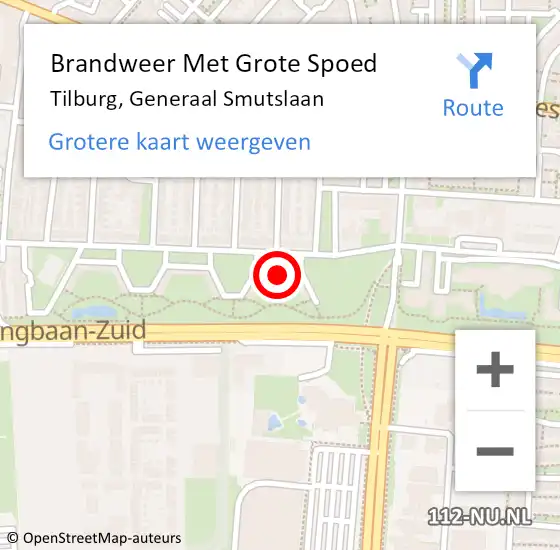 Locatie op kaart van de 112 melding: Brandweer Met Grote Spoed Naar Tilburg, Generaal Smutslaan op 21 mei 2024 15:27