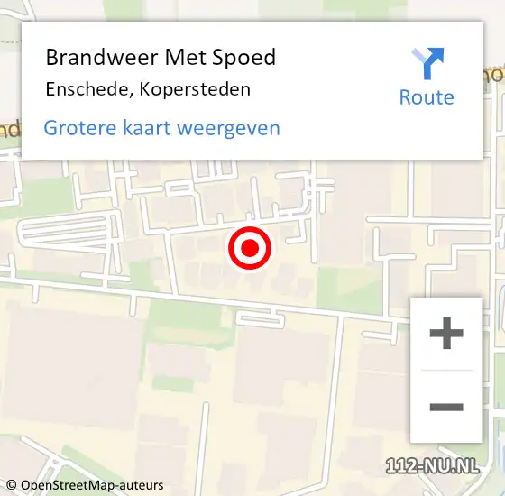 Locatie op kaart van de 112 melding: Brandweer Met Spoed Naar Enschede, Kopersteden op 21 mei 2024 15:28