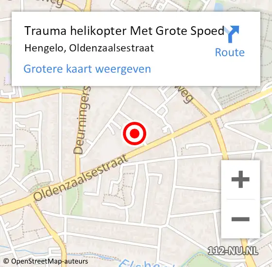 Locatie op kaart van de 112 melding: Trauma helikopter Met Grote Spoed Naar Hengelo, Oldenzaalsestraat op 21 mei 2024 15:29