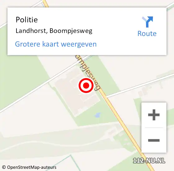 Locatie op kaart van de 112 melding: Politie Landhorst, Boompjesweg op 21 mei 2024 15:50