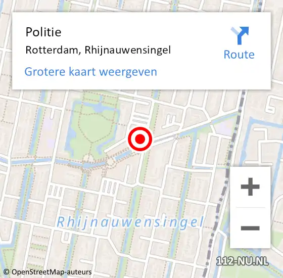 Locatie op kaart van de 112 melding: Politie Rotterdam, Rhijnauwensingel op 21 mei 2024 15:52