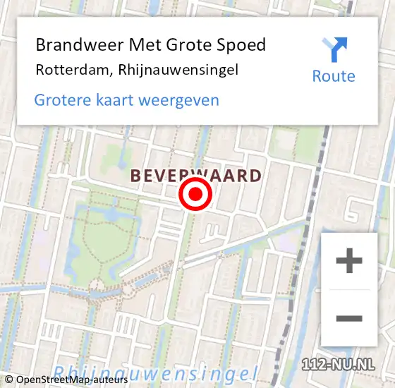 Locatie op kaart van de 112 melding: Brandweer Met Grote Spoed Naar Rotterdam, Rhijnauwensingel op 21 mei 2024 15:53