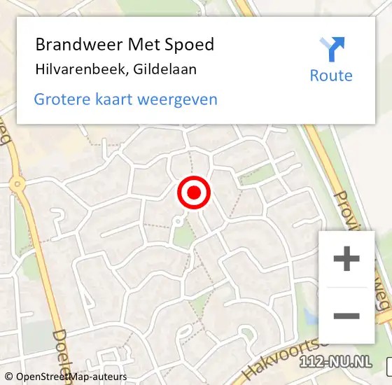 Locatie op kaart van de 112 melding: Brandweer Met Spoed Naar Hilvarenbeek, Gildelaan op 21 mei 2024 16:04