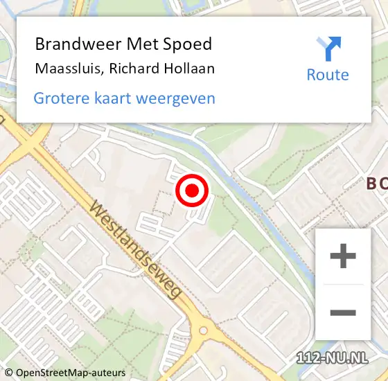 Locatie op kaart van de 112 melding: Brandweer Met Spoed Naar Maassluis, Richard Hollaan op 21 mei 2024 16:08