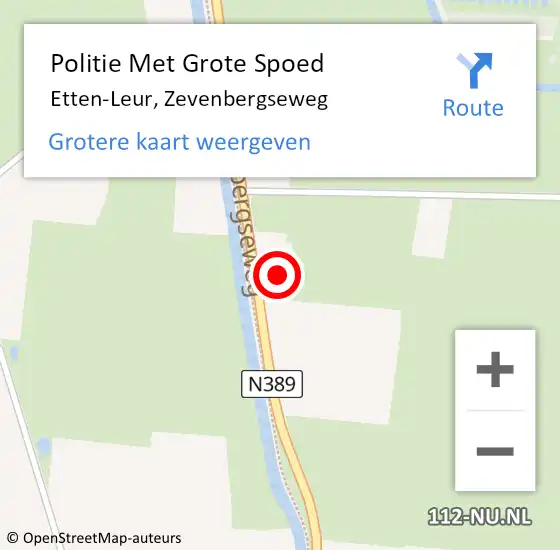 Locatie op kaart van de 112 melding: Politie Met Grote Spoed Naar Etten-Leur, Zevenbergseweg op 21 mei 2024 16:17