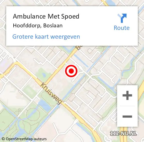 Locatie op kaart van de 112 melding: Ambulance Met Spoed Naar Hoofddorp, Boslaan op 21 mei 2024 16:19