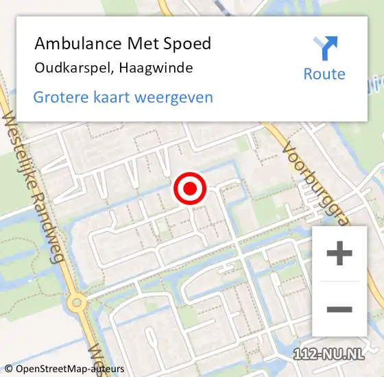Locatie op kaart van de 112 melding: Ambulance Met Spoed Naar Oudkarspel, Haagwinde op 21 mei 2024 16:22
