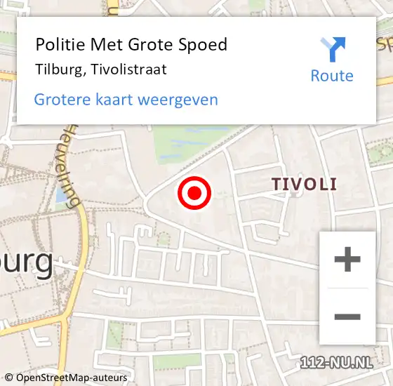Locatie op kaart van de 112 melding: Politie Met Grote Spoed Naar Tilburg, Tivolistraat op 21 mei 2024 16:31