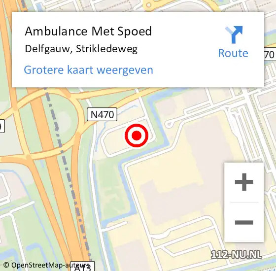 Locatie op kaart van de 112 melding: Ambulance Met Spoed Naar Delfgauw, Strikledeweg op 21 mei 2024 16:47