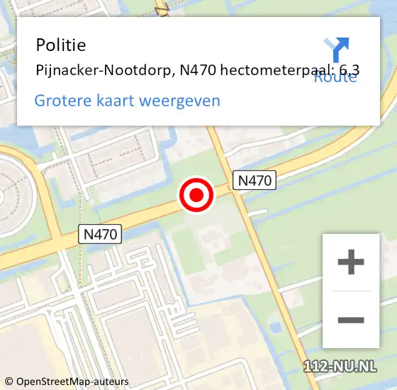 Locatie op kaart van de 112 melding: Politie Pijnacker-Nootdorp, N470 hectometerpaal: 6,3 op 21 mei 2024 16:48