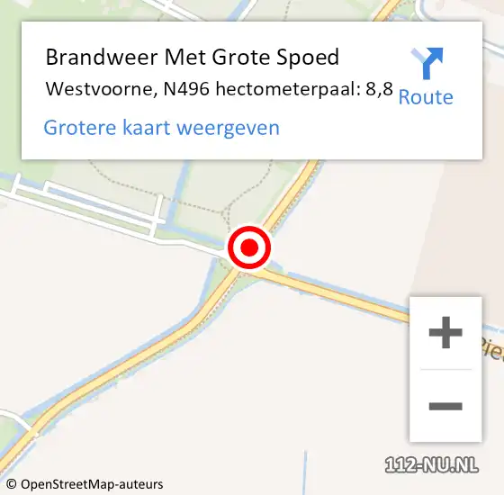 Locatie op kaart van de 112 melding: Brandweer Met Grote Spoed Naar Westvoorne, N496 hectometerpaal: 8,8 op 21 mei 2024 16:52