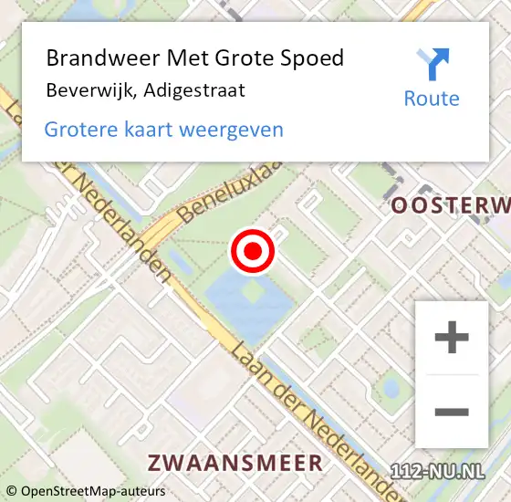 Locatie op kaart van de 112 melding: Brandweer Met Grote Spoed Naar Beverwijk, Adigestraat op 21 mei 2024 17:00