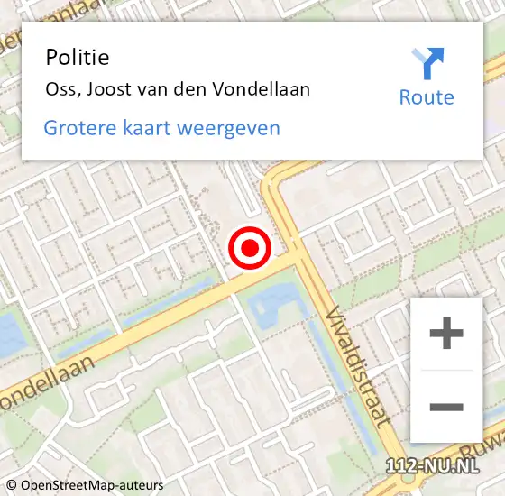 Locatie op kaart van de 112 melding: Politie Oss, Joost van den Vondellaan op 21 mei 2024 17:06