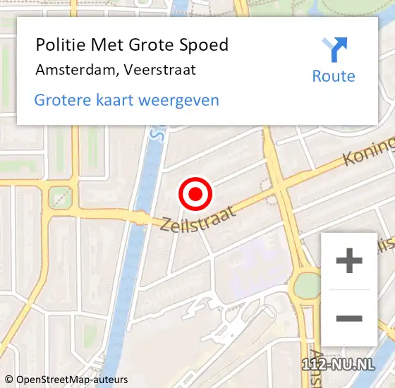 Locatie op kaart van de 112 melding: Politie Met Grote Spoed Naar Amsterdam, Veerstraat op 21 mei 2024 17:11