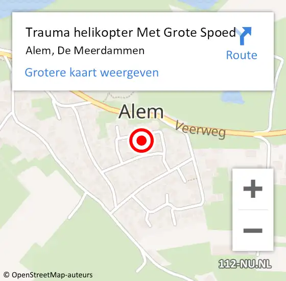 Locatie op kaart van de 112 melding: Trauma helikopter Met Grote Spoed Naar Alem, De Meerdammen op 21 mei 2024 17:12