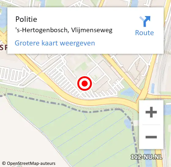 Locatie op kaart van de 112 melding: Politie 's-Hertogenbosch, Vlijmenseweg op 21 mei 2024 17:16