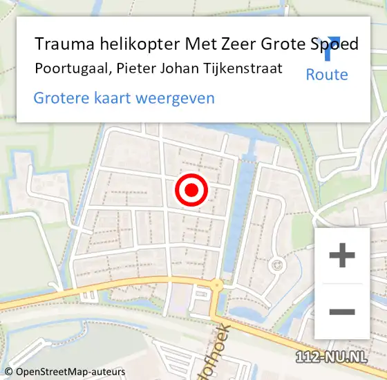 Locatie op kaart van de 112 melding: Trauma helikopter Met Zeer Grote Spoed Naar Poortugaal, Pieter Johan Tijkenstraat op 21 mei 2024 17:23