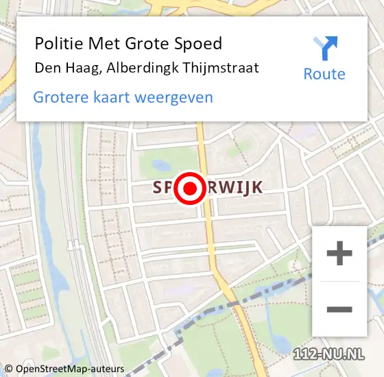 Locatie op kaart van de 112 melding: Politie Met Grote Spoed Naar Den Haag, Alberdingk Thijmstraat op 21 mei 2024 17:36