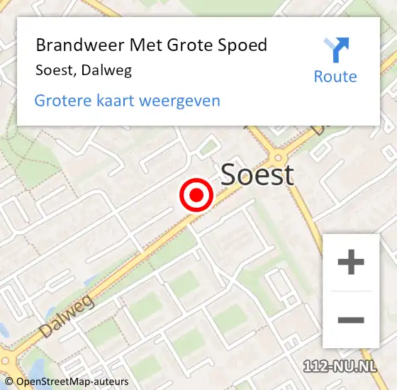 Locatie op kaart van de 112 melding: Brandweer Met Grote Spoed Naar Soest, Dalweg op 21 mei 2024 17:36