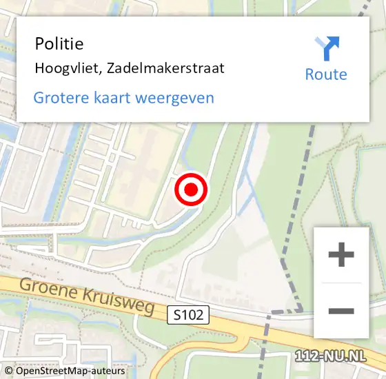 Locatie op kaart van de 112 melding: Politie Hoogvliet, Zadelmakerstraat op 21 mei 2024 17:39