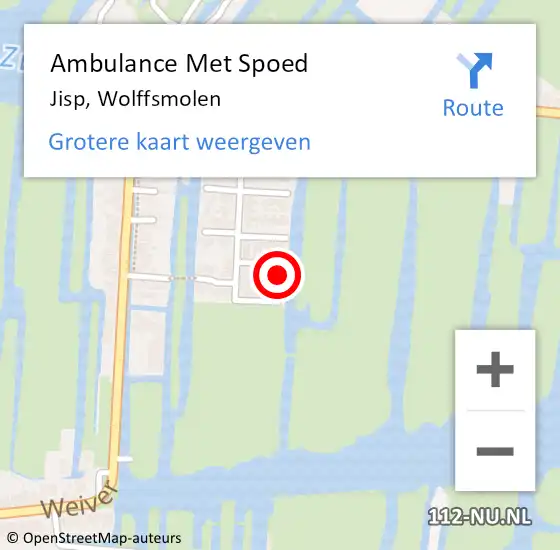 Locatie op kaart van de 112 melding: Ambulance Met Spoed Naar Jisp, Wolffsmolen op 21 mei 2024 17:59