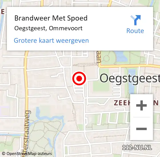 Locatie op kaart van de 112 melding: Brandweer Met Spoed Naar Oegstgeest, Ommevoort op 21 mei 2024 18:09