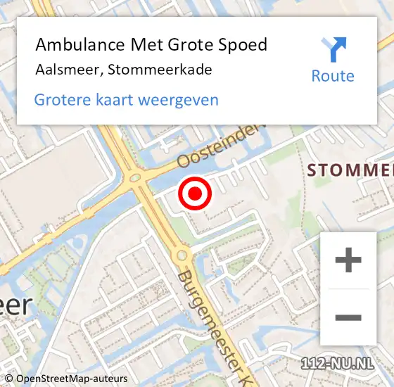 Locatie op kaart van de 112 melding: Ambulance Met Grote Spoed Naar Aalsmeer, Stommeerkade op 21 mei 2024 18:11