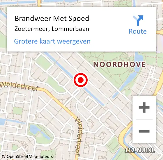 Locatie op kaart van de 112 melding: Brandweer Met Spoed Naar Zoetermeer, Lommerbaan op 21 mei 2024 18:22